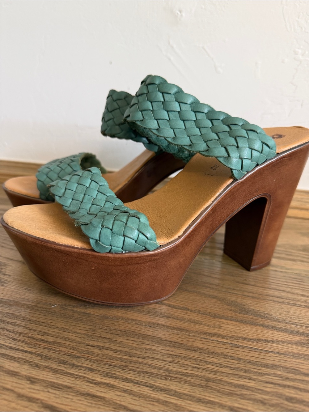 Handmade High Heel Huarache Sandal in Teal